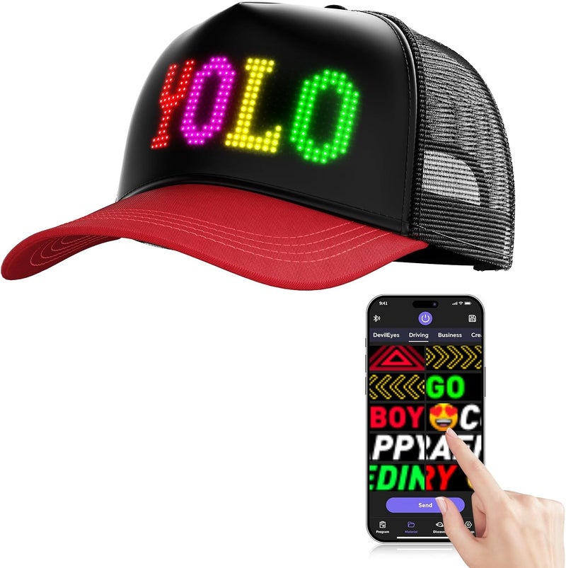 GOTUS LED Hats, LED Display Screen Smart Caps,Bluetooth APP Control,Custom Text, Patterns, Animations for Party Christmas - Image 1